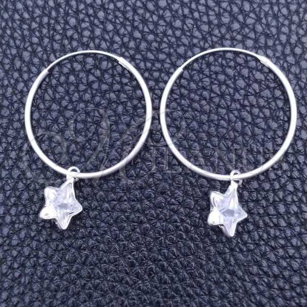 Argolla Pequeña 02.402.0044.25 Plata Rodinada, Diseño de Estrella, con Zirconia Cubica Blanca, Pulido, Tono Plateado