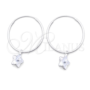 Argolla Pequeña 02.402.0044.25 Plata Rodinada, Diseño de Estrella, con Zirconia Cubica Blanca, Pulido, Tono Plateado