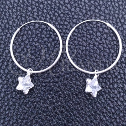 Argolla Pequeña 02.402.0044.25 Plata Rodinada, Diseño de Estrella, con Zirconia Cubica Blanca, Pulido, Tono Plateado