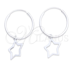 Argolla Pequeña 02.402.0049.15 Plata Rodinada, Diseño de Estrella, Pulido, Tono Plateado