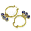 Argolla Pequeña 02.63.2749.1.25 Oro Laminado, Diseño de Ojo Griego, Resinado Azul, Tono Dorado