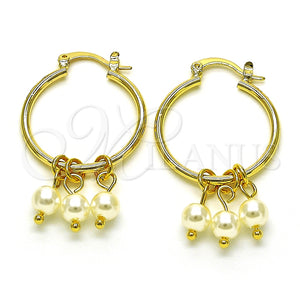 Argolla Pequeña 02.63.2750.25 Oro Laminado, con Marfil Perla, Pulido, Tono Dorado