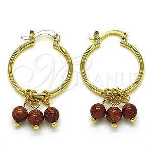 Argolla Pequeña 02.63.2751.25 Oro Laminado, con Onix Negro Goldstone Venturina, Pulido, Tono Dorado