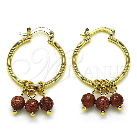 Argolla Pequeña 02.63.2751.25 Oro Laminado, con Onix Negro Goldstone Venturina, Pulido, Tono Dorado