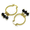 Argolla Pequeña 02.63.2752.25 Oro Laminado, con Negro Cristal, Pulido, Tono Dorado