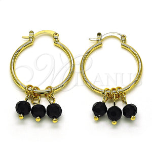 Argolla Pequeña 02.63.2752.25 Oro Laminado, con Negro Cristal, Pulido, Tono Dorado