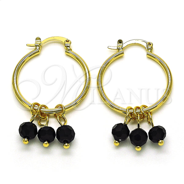 Argolla Pequeña 02.63.2752.25 Oro Laminado, con Negro Cristal, Pulido, Tono Dorado