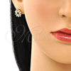 Arete Dormilona 02.210.0746 Oro Laminado, Diseño de Baguette, con Blanca Zirconia Cubica, Pulido, Tono Dorado