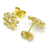 Arete Dormilona 02.210.0746 Oro Laminado, Diseño de Baguette, con Blanca Zirconia Cubica, Pulido, Tono Dorado