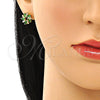 Arete Dormilona 02.210.0746.1 Oro Laminado, Diseño de Baguette, con Verde Zirconia Cubica, Pulido, Tono Dorado