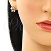 Arete Dormilona 02.210.0746.2 Oro Laminado, Diseño de Baguette, con Rosado Zirconia Cubica, Pulido, Tono Dorado