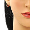 Arete Dormilona 02.210.0746.3 Oro Laminado, Diseño de Baguette, con Granate Zirconia Cubica, Pulido, Tono Dorado
