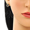Arete Dormilona 02.210.0746.5 Oro Laminado, Diseño de Baguette, con Zafiro Azul Zirconia Cubica, Pulido, Tono Dorado