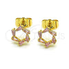Arete Dormilona 02.210.0747.1 Oro Laminado, Diseño de Baguette, con Rosado Zirconia Cubica, Pulido, Tono Dorado