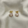 Arete Dormilona 02.210.0747.1 Oro Laminado, Diseño de Baguette, con Rosado Zirconia Cubica, Pulido, Tono Dorado