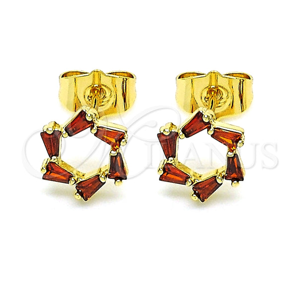 Arete Dormilona 02.210.0747.2 Oro Laminado, Diseño de Baguette, con Granate Zirconia Cubica, Pulido, Tono Dorado