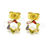 Arete Dormilona 02.210.0747.5 Oro Laminado, Diseño de Baguette, con Multicolor Zirconia Cubica, Pulido, Tono Dorado