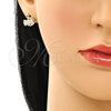 Arete Dormilona 02.210.0748 Oro Laminado, Diseño de Cisne y Baguette, con Blanca Zirconia Cubica, Pulido, Tono Dorado