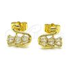 Arete Dormilona 02.210.0748 Oro Laminado, Diseño de Cisne y Baguette, con Blanca Zirconia Cubica, Pulido, Tono Dorado