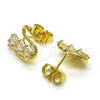 Arete Dormilona 02.210.0748 Oro Laminado, Diseño de Cisne y Baguette, con Blanca Zirconia Cubica, Pulido, Tono Dorado