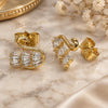 Arete Dormilona 02.210.0748 Oro Laminado, Diseño de Cisne y Baguette, con Zirconia Cubica Blanca, Pulido, Tono Dorado