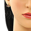 Arete Dormilona 02.210.0748.1 Oro Laminado, Diseño de Cisne y Baguette, con Multicolor Zirconia Cubica, Pulido, Tono Dorado