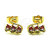 Arete Dormilona 02.210.0748.1 Oro Laminado, Diseño de Cisne y Baguette, con Multicolor Zirconia Cubica, Pulido, Tono Dorado
