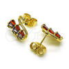 Arete Dormilona 02.210.0748.1 Oro Laminado, Diseño de Cisne y Baguette, con Multicolor Zirconia Cubica, Pulido, Tono Dorado
