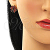 Arete Dormilona 02.210.0749.3 Oro Laminado, Diseño de Baguette, con Granate Zirconia Cubica, Pulido, Tono Dorado