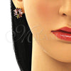 Arete Dormilona 02.210.0749.6 Oro Laminado, Diseño de Baguette, con Multicolor Zirconia Cubica, Pulido, Tono Dorado