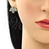 Juego de Arete y Dije de Adulto 10.284.0028.1 Oro Laminado, Diseño de Angel, con Multicolor Zirconia Cubica, Pulido, Tono Dorado