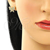 Juego de Arete y Dije de Adulto 10.284.0029 Oro Laminado, Diseño de Mariposa, con Multicolor Zirconia Cubica, Pulido, Tono Dorado
