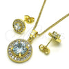 Juego de Arete y Dije de Adulto 10.284.0030 Oro Laminado, con Blanca Zirconia Cubica, Pulido, Tono Dorado