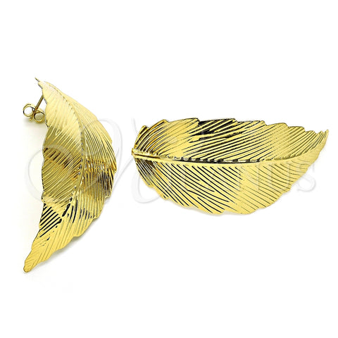 Arete Dormilona 02.213.0404 Oro Laminado, Diseño de Oja, Pulido, Tono Dorado