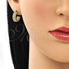 Arete Dormilona 02.213.0408 Oro Laminado, Diseño de Torcido, Pulido, Tono Dorado