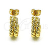 Arete Dormilona 02.213.0408 Oro Laminado, Diseño de Torcido, Pulido, Tono Dorado
