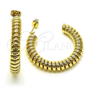 Arete Dormilona 02.213.0413.35 Oro Laminado, Diseño de Espiral, Pulido, Tono Dorado