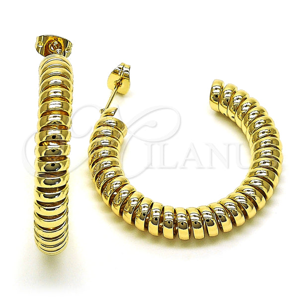 Arete Dormilona 02.213.0413.35 Oro Laminado, Diseño de Espiral, Pulido, Tono Dorado