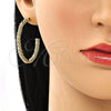 Arete Dormilona 02.213.0415 Oro Laminado, Diseño de Torcido, Pulido, Tono Dorado