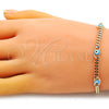 Pulsera Elegante 03.213.0152.1.07 Oro Laminado, Diseño de Ojo Griego, Esmaltado Azul claro, Tono Dorado (04 MM Thickness, 7 Inches Length)