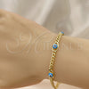Pulsera Elegante 03.213.0152.1.07 Oro Laminado, Diseño de Ojo Griego, Esmaltado Azul claro, Tono Dorado (04 MM Thickness, 7 Inches Length)