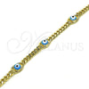 Pulsera Elegante 03.213.0152.1.07 Oro Laminado, Diseño de Ojo Griego, Esmaltado Azul claro, Tono Dorado (04 MM Thickness, 7 Inches Length)
