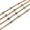 Pulsera Elegante 03.213.0152.1.07 Oro Laminado, Diseño de Ojo Griego, Esmaltado Azul claro, Tono Dorado (04 MM Thickness, 7 Inches Length)