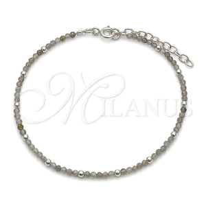 Pulsera Elegante 03.402.0001.07 Plata Rodinada, Diseño de Bola, con Cristal Verde Claro, Pulido, Tono Plateado (Grosor 02 MM, 7 Pulgadas de Largo)