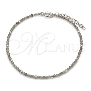 Pulsera Elegante 03.402.0001.07 Plata Rodinada, Diseño de Bola, con Cristal Verde Claro, Pulido, Tono Plateado (Grosor 02 MM, 7 Pulgadas de Largo)