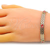 Pulsera Elegante 03.213.0156.08 Oro Laminado, Diseño de Elefante, Esmaltado Rojo, Tono Dorado (07 MM Thickness, 8 Inches Length)