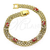 Pulsera Elegante 03.213.0156.08 Oro Laminado, Diseño de Elefante, Esmaltado Rojo, Tono Dorado (07 MM Thickness, 8 Inches Length)