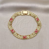 Pulsera Elegante 03.213.0156.08 Oro Laminado, Diseño de Elefante, Esmaltado Rojo, Tono Dorado (07 MM Thickness, 8 Inches Length)