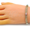 Pulsera Elegante 03.213.0157.08 Oro Laminado, Diseño de Ojo Griego y Bismarco, Esmaltado Multicolor, Tono Dorado (08 MM Thickness, 8 Inches Length)