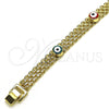Pulsera Elegante 03.213.0157.08 Oro Laminado, Diseño de Ojo Griego y Bismarco, Esmaltado Multicolor, Tono Dorado (08 MM Thickness, 8 Inches Length)